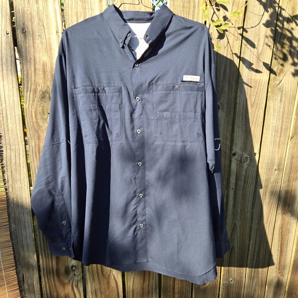 Columbia PFG Tamiami II Long Sleeve Fishing Shirt Navy XL